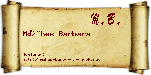 Méhes Barbara névjegykártya